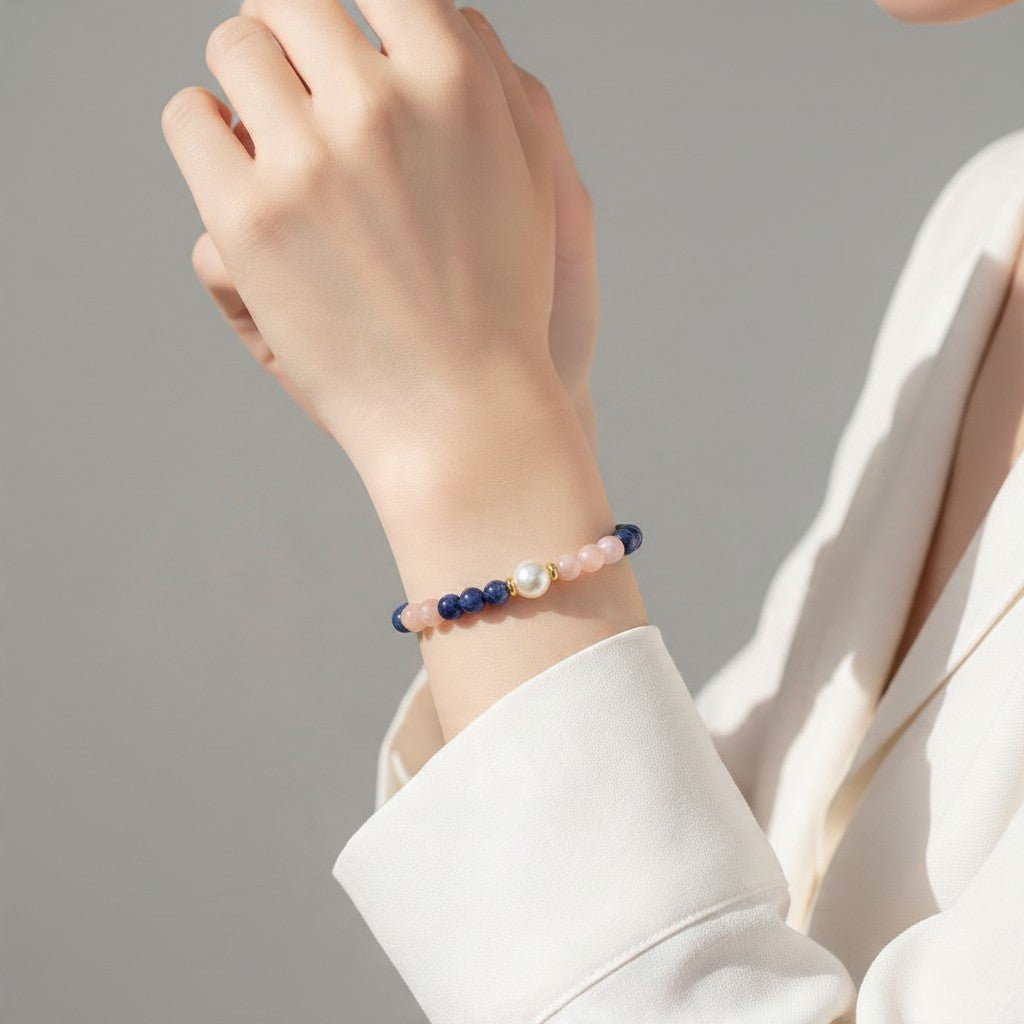 Bracelet multi cyanite chauffée, opale rose, perles d&