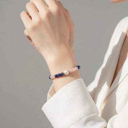 Bracelet multi cyanite chauffée, opale rose, perles d&