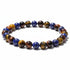 Bracelet multi lapis lazuli, oeil de tigre, oeil de taureau A (boules 5 - 6mm) - La Boite à Cailloux