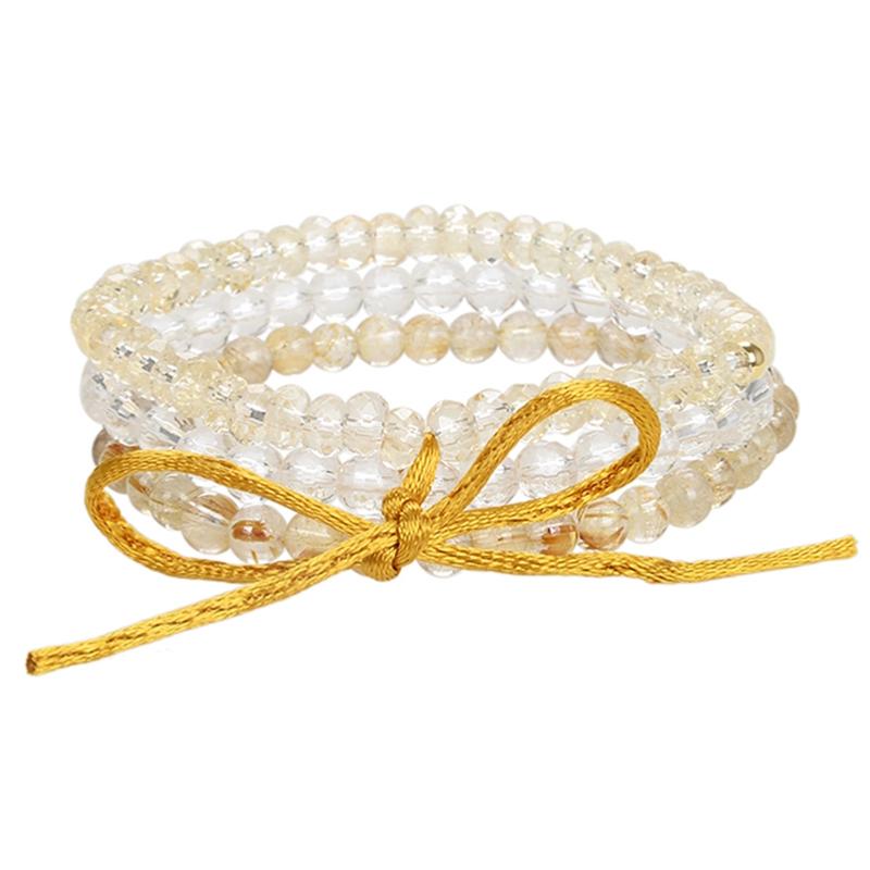 Bracelet multi - pierres citrine - cristal de roche - quartz rutile A+ (boules 5 - 6mm) - La Boite à Cailloux
