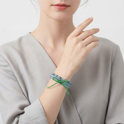 Bracciale multi-pietre Fluorite blu, verde e multicolore A+ (sfere 5-6mm)