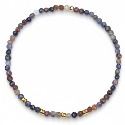 Bracelet multi Rubis et Saphir Inde A+ (perles facettées 2-3mm)