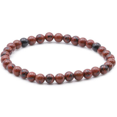 Pulsera mexicana de obsidiana y caoba A (cuentas de 5-6 mm)