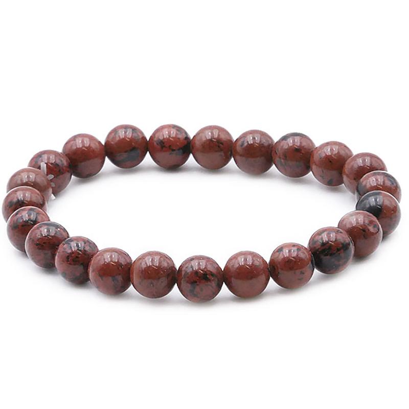 Bracelet obsidienne acajou Mexique A (boules 7 - 8mm) - La Boite à Cailloux