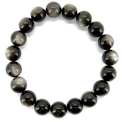 Pulsera de obsidiana de plata México A (bolas 10mm)