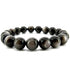 Bracelet obsidienne argentée Mexique A (boules 10mm) - La Boite à Cailloux