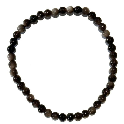 Pulsera de obsidiana de plata México A (bolas de 3-4mm)