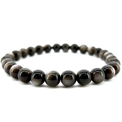 Pulsera de obsidiana de plata México A (bolas 5-6mm)