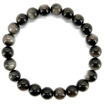 Pulsera de obsidiana de plata México A (bolas de 7-8mm)