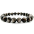 Bracelet obsidienne argentée Mexique A (boules 7 - 8mm) - La Boite à Cailloux