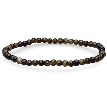 Bracelet obsidienne dorée Mexique A (boules 3 - 4mm) - La Boite à Cailloux