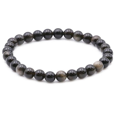 Bracelet obsidienne dorée Mexique A (boules 5-6mm)