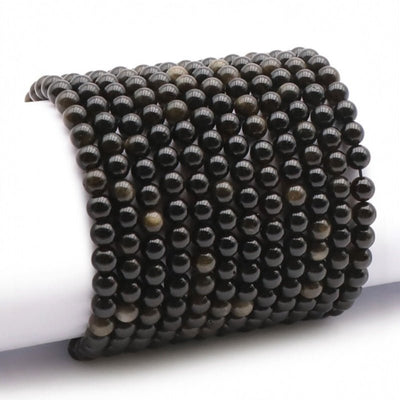 Bracelet obsidienne dorée Mexique A (boules 5-6mm)