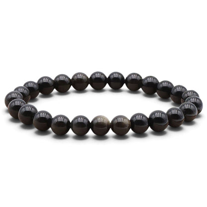 Bracelet obsidienne dorée Mexique AA (boules 7-8mm) - La Boite à Cailloux