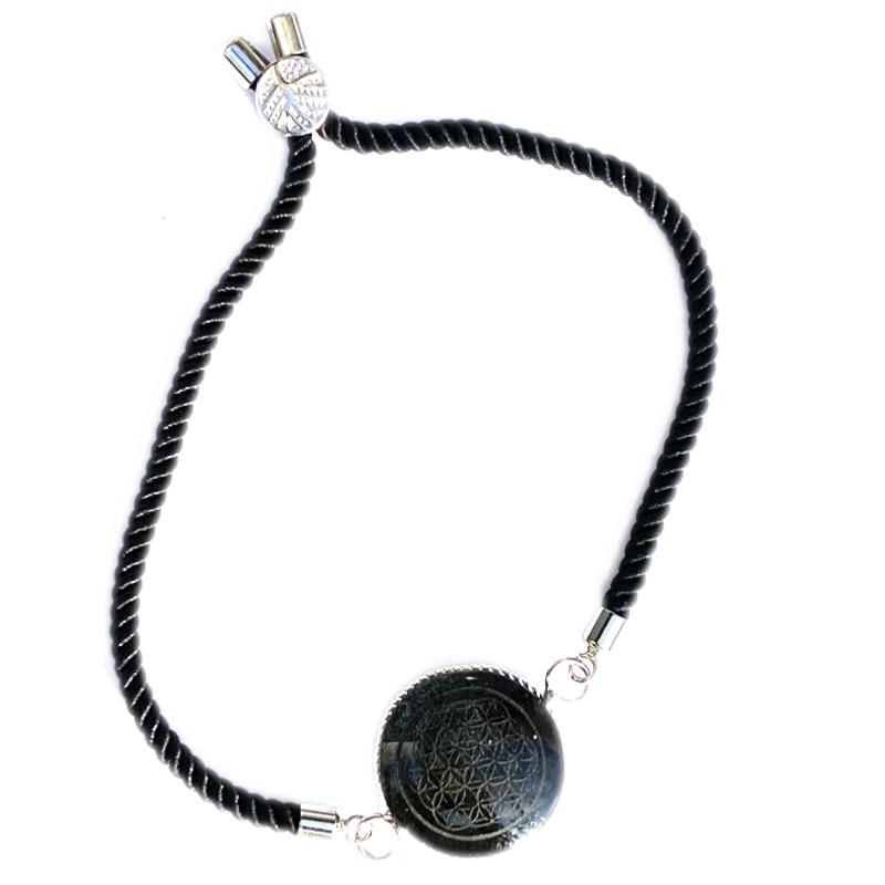 Bracelet obsidienne dorée Mexique AA (fleur de vie) - La Boite à Cailloux
