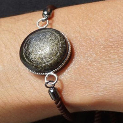 Bracelet obsidienne dorée Mexique AA (fleur de vie) - La Boite à Cailloux