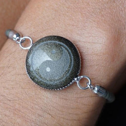 Bracelet obsidienne dorée Mexique AA (Ying Yang) - La Boite à Cailloux