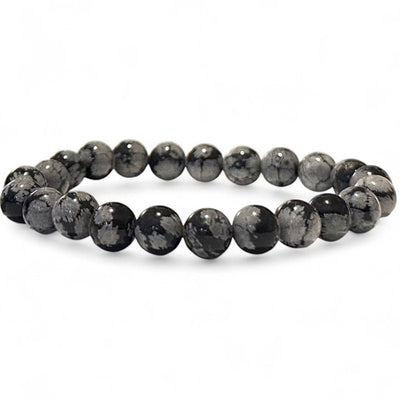 Bracelet obsidienne neige Mexique A (boules 7-8mm)