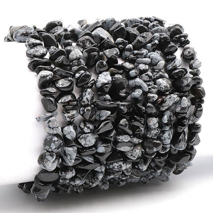 Bracelet obsidienne neige Mexique A (perles baroques) - La Boite à Cailloux