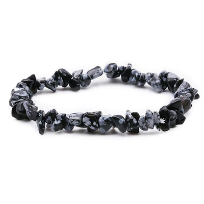 Bracelet obsidienne neige Mexique  A (perles baroques)