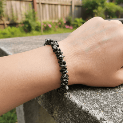Bracelet obsidienne neige Mexique  A (perles baroques)