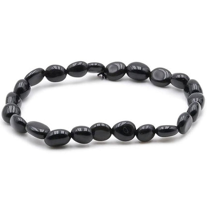 Bracelet obsidienne noire Mexique A grains 5 - 7mm - La Boite à Cailloux
