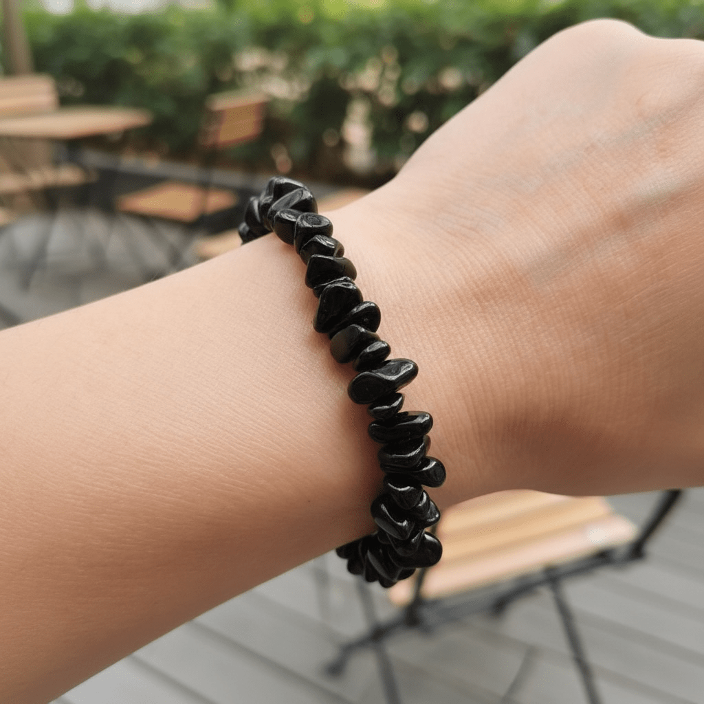Bracelet obsidienne noire Mexique A (perles baroques) - La Boite à Cailloux
