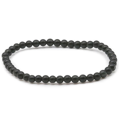 Bracelet obsidienne oeil céleste Mexique A (boules 3 - 4mm) - La Boite à Cailloux