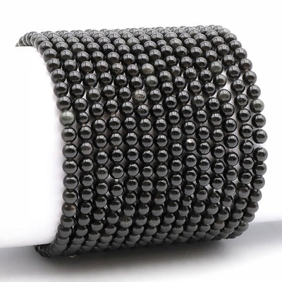 Pulsera obsidiana ojo celeste México A (bolas 3-4mm)