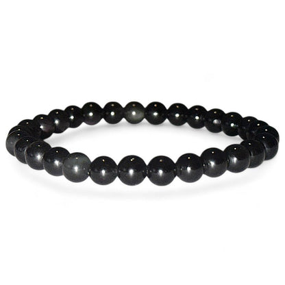 Bracelet obsidienne oeil céleste Mexique A (boules 5 - 6mm) - La Boite à Cailloux