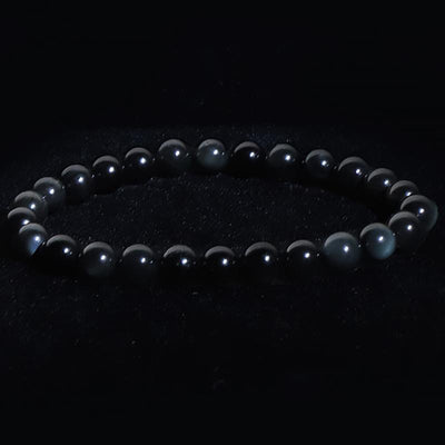 Pulsera ojo celeste de obsidiana México A (bolas 7-8mm) - Talla L
