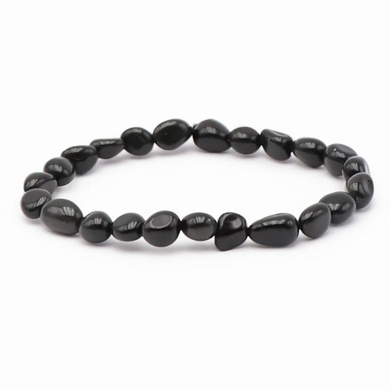 Bracelet obsidienne oeil céleste Mexique A grains 5 - 7mm - La Boite à Cailloux