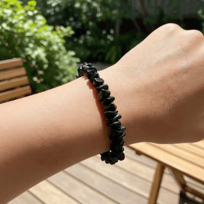 Bracelet obsidienne oeil céleste Mexique A (perles baroques) - La Boite à Cailloux