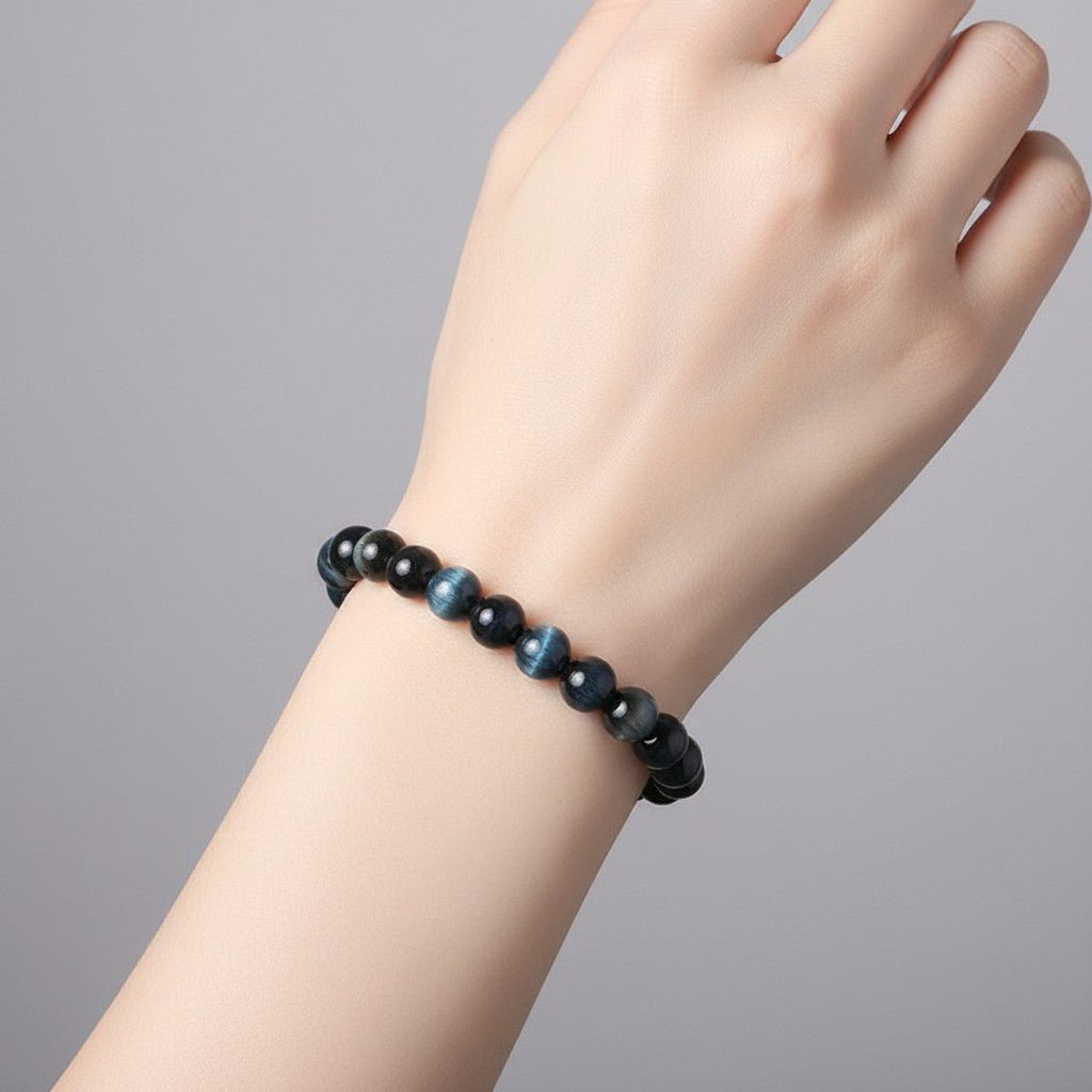 Bracelet oeil de faucon Afrique du Sud AA (boules 5-6mm) - La Boite à Cailloux