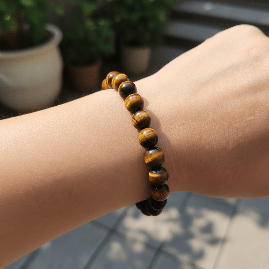 Bracelet oeil de tigre Afrique du Sud A (boules de 7 - 8mm) - La Boite à Cailloux