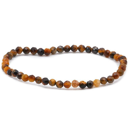 Bracelet oeil de tigre Afrique du Sud A+ (perles facettées de 3 - 4mm) - La Boite à Cailloux