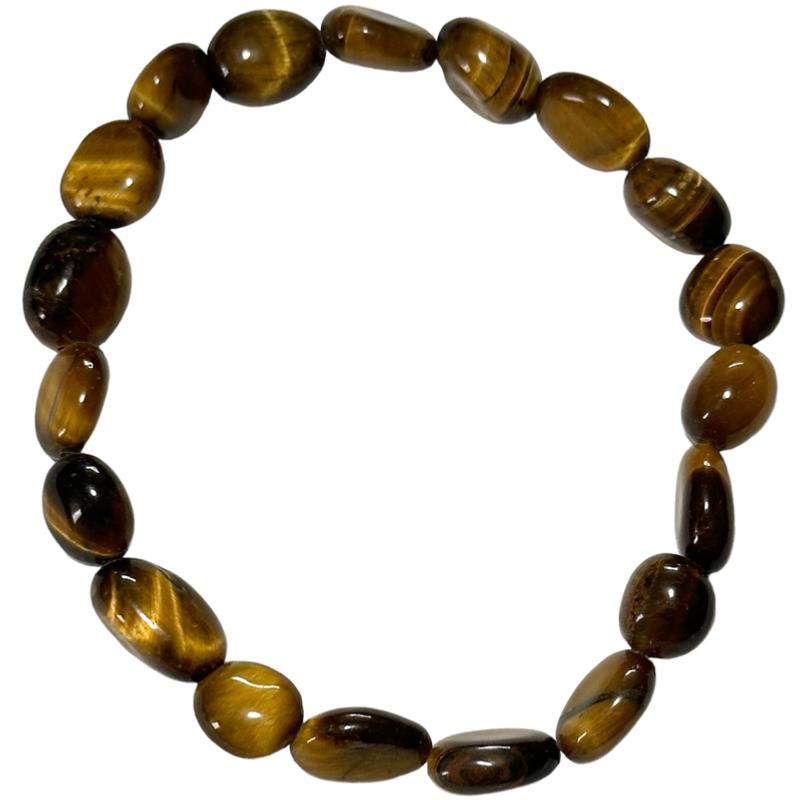 Bracelet oeil de tigre Afrique du Sud A (pierres roulées 10 - 12mm) - La Boite à Cailloux