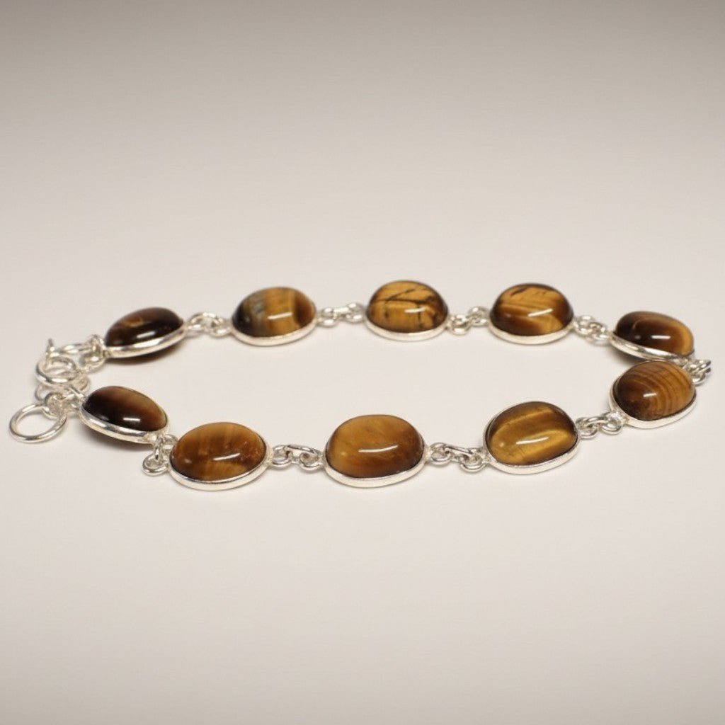 Bracelet oeil de tigre Afrique du Sud AA argent 925 - La Boite à Cailloux