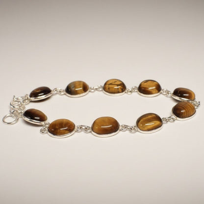 Bracelet oeil de tigre Afrique du Sud AA argent 925 - La Boite à Cailloux