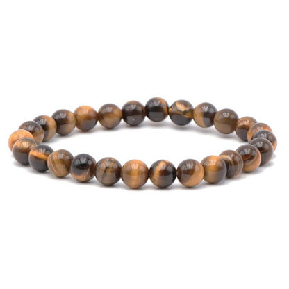 Bracelet oeil de tigre Afrique du Sud AA (boules de 7 - 8mm) - Taille L - La Boite à Cailloux