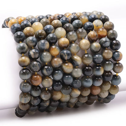 Bracelet oeil de tigre blanc nuancé Afrique du Sud A (boules 7 - 8mm) - La Boite à Cailloux