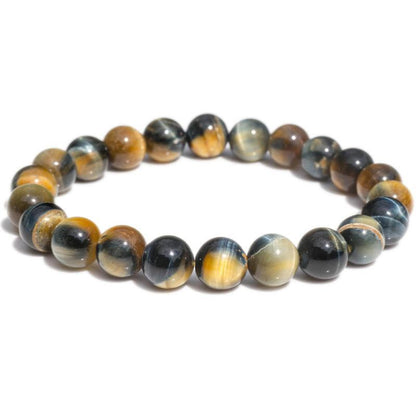Bracelet oeil de tigre blanc nuancé Afrique du Sud A (boules 7 - 8mm) - La Boite à Cailloux