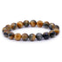 Bracelet oeil de tigre blanc nuancé Afrique du Sud A (boules de 10mm) - La Boite à Cailloux