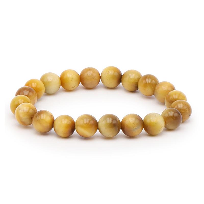 Bracelet oeil de tigre doré Afrique du Sud AA (boules de 10mm) - La Boite à Cailloux