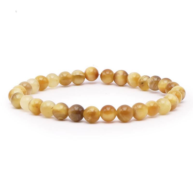 Bracelet oeil de tigre doré Afrique du Sud AA (boules de 5 - 6mm) - La Boite à Cailloux