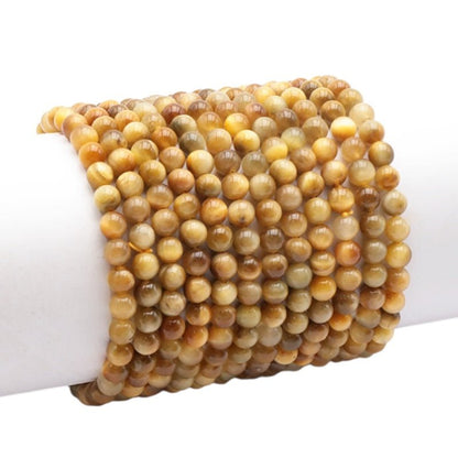 Bracelet oeil de tigre doré Afrique du Sud AA (boules de 5 - 6mm) - La Boite à Cailloux