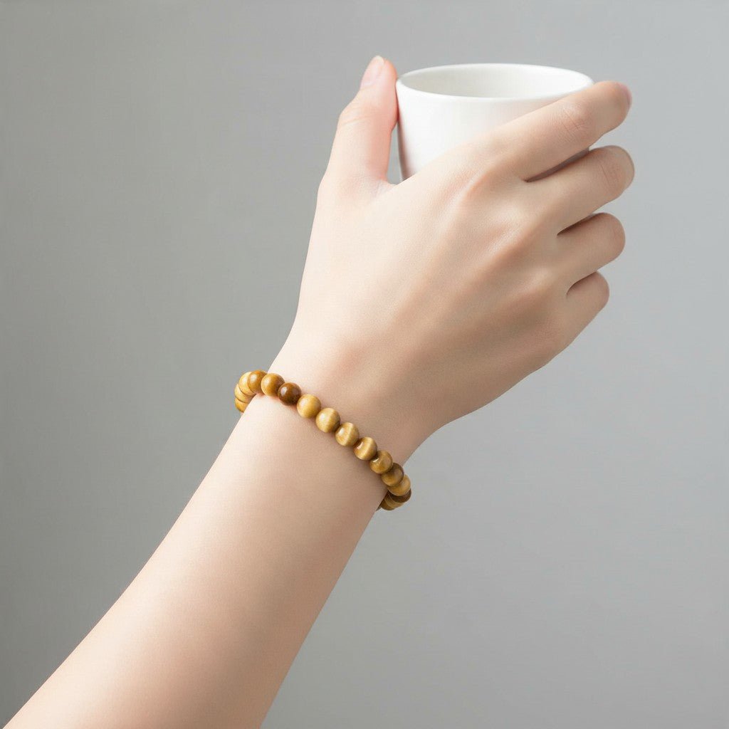 Bracelet oeil de tigre doré Afrique du Sud AA (boules de 7-8mm) - La Boite à Cailloux