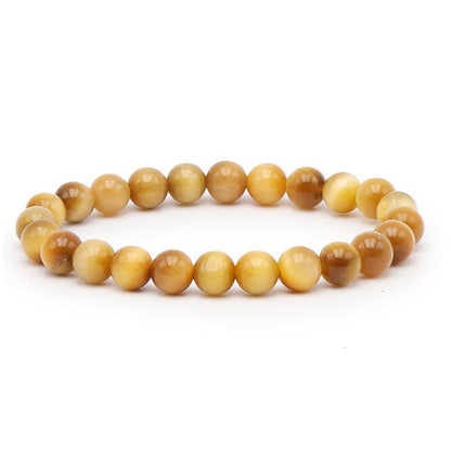 Bracelet oeil de tigre doré Afrique du Sud AA (boules de 7 - 8mm) - La Boite à Cailloux