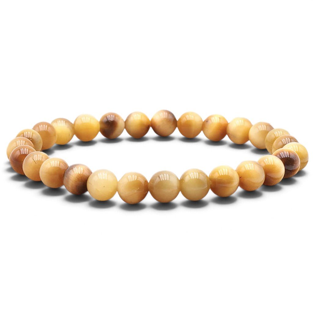 Bracelet oeil de tigre doré Afrique du Sud AA (boules de 7-8mm) - Taille L - La Boite à Cailloux