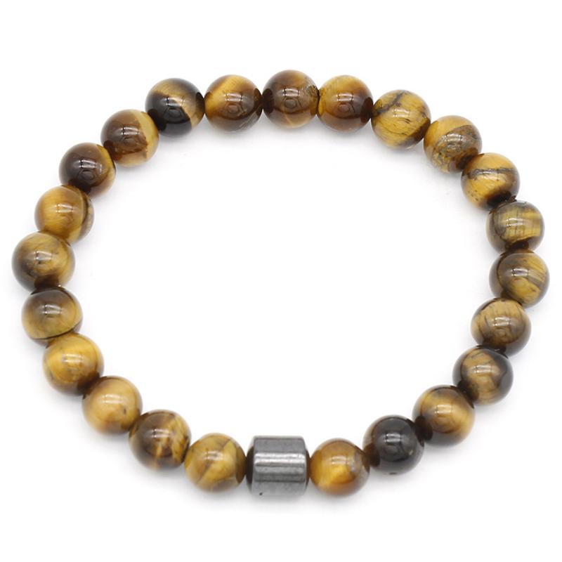 Bracelet oeil de tigre et hématite (boules 7 - 8mm) - La Boite à Cailloux